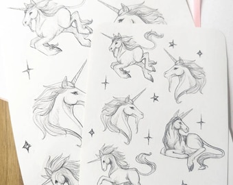 Magical Unicorn Stickersheets available in two sizes