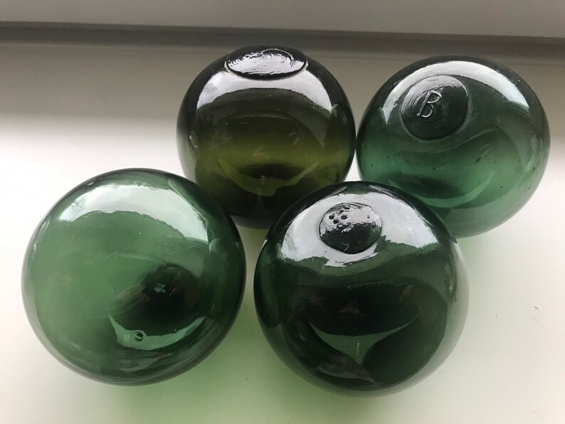Four Vintage Norwegian Glass Fishing Floats of Three Inch Etsy