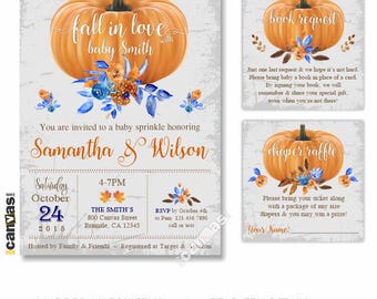 Invito per baby shower "Innamorarsi", inviti per baby shower a forma di zucca, tema autunnale, invito rustico per baby shower per bambino, digitale, stampato 412