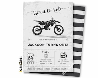 Dirt Bike Invitations, Dirt Bike Party, Dirt Bike Birthday, Motorcycle Birthday Invite, Boys Kids DirtBike Theme, Motocross 1st 2nd 3rd 538a