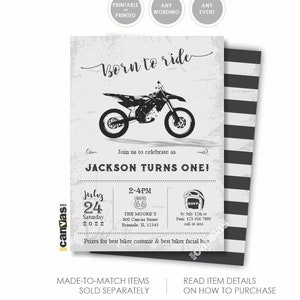 Dirt Bike Invitations, Dirt Bike Party, Dirt Bike Birthday, Motorcycle Birthday Invite, Boys Kids DirtBike Theme, Motocross 1st 2nd 3rd 538a
