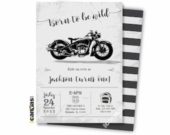 Motorcycle Birthday Invitation, Racing Birthday Invite, Adult Biker Theme Party, 40th 50th 60th 70th 80th, Kids, Printable, Printed 538