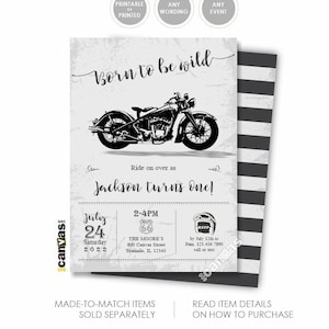 Motorfiets Verjaardag Uitnodiging, Racing Verjaardag Uitnodiging, Volwassen Biker Theme Party, 40e 50e 60e 70e 80e, Kinderen, Afdrukbaar, Gedrukt 538