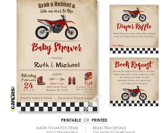 Dirt Bike Baby Shower Invitation, Dirtbike Baby Shower, Dirt Bike Baby Shower, Motorcycle Baby Shower, Biker Baby Boy Shower Invites 330R