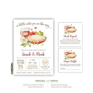Cutie Pie Baby Shower Uitnodigingen, Pie Baby Shower, Rode Appeltaart, Sweetie Pie Girl Invite, Baking Themed Shower, Gedrukt of Afdrukbaar 569