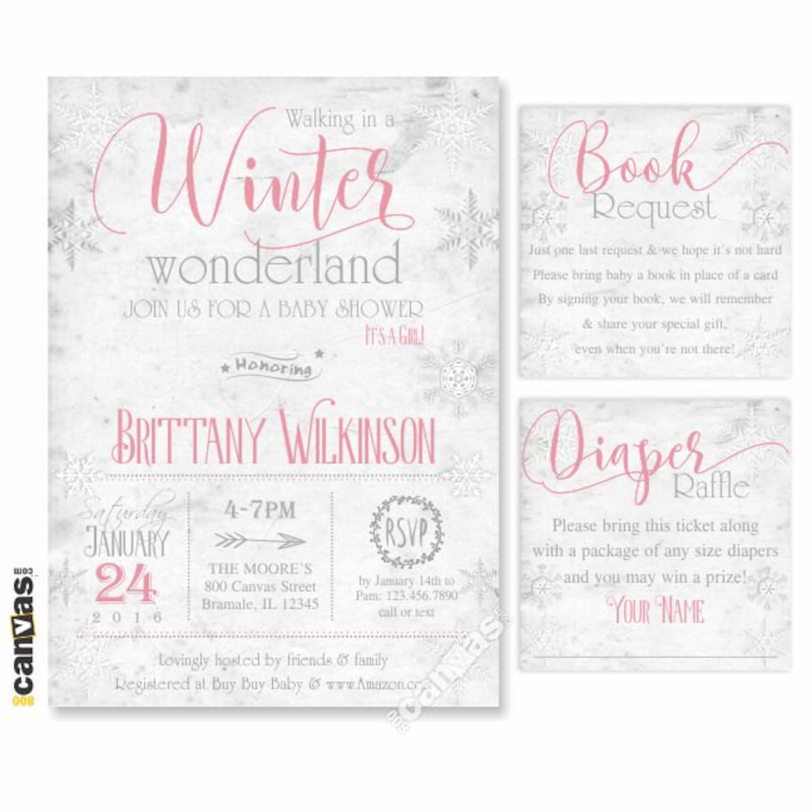 Winter Wonderland Baby Shower Invitation Girl Snowflake Baby Etsy