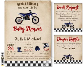 Motocross Baby Shower invitation, Dirt Bike Baby Shower Invite, Motorcycle Baby Shower, MOTORBIKE Invitation, DirtBike Printable Printed 330
