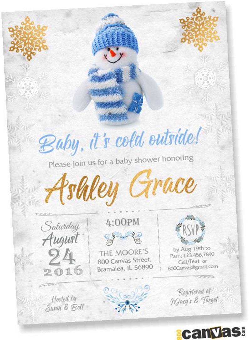 Snowman Baby Shower Invitation. Baby Its Cold Outside. Winter | Etsy