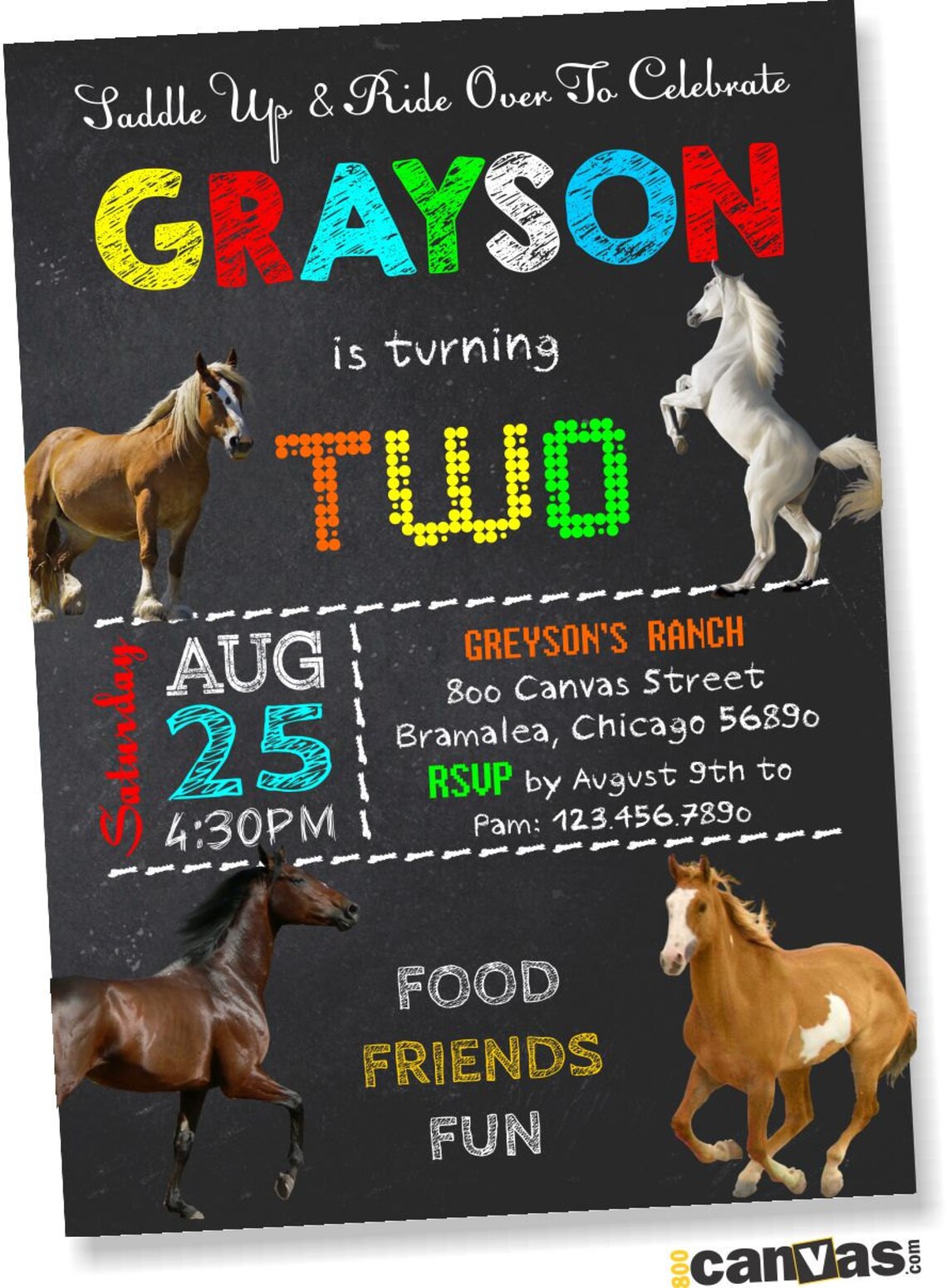 Horse Birthday Invitation Horse Theme Party Horse Etsy