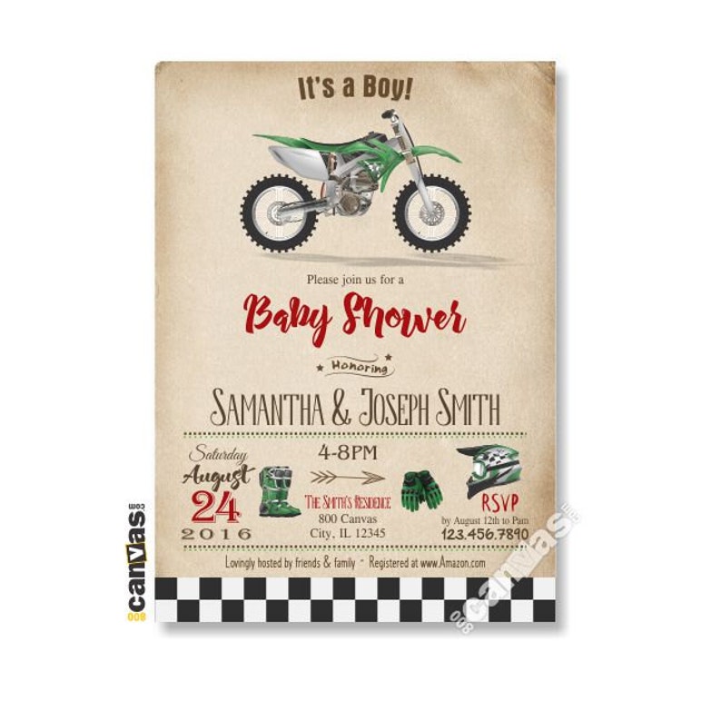 Dirt Bike Baby Shower Invitation Baby Boy Shower Dirt Bike Etsy