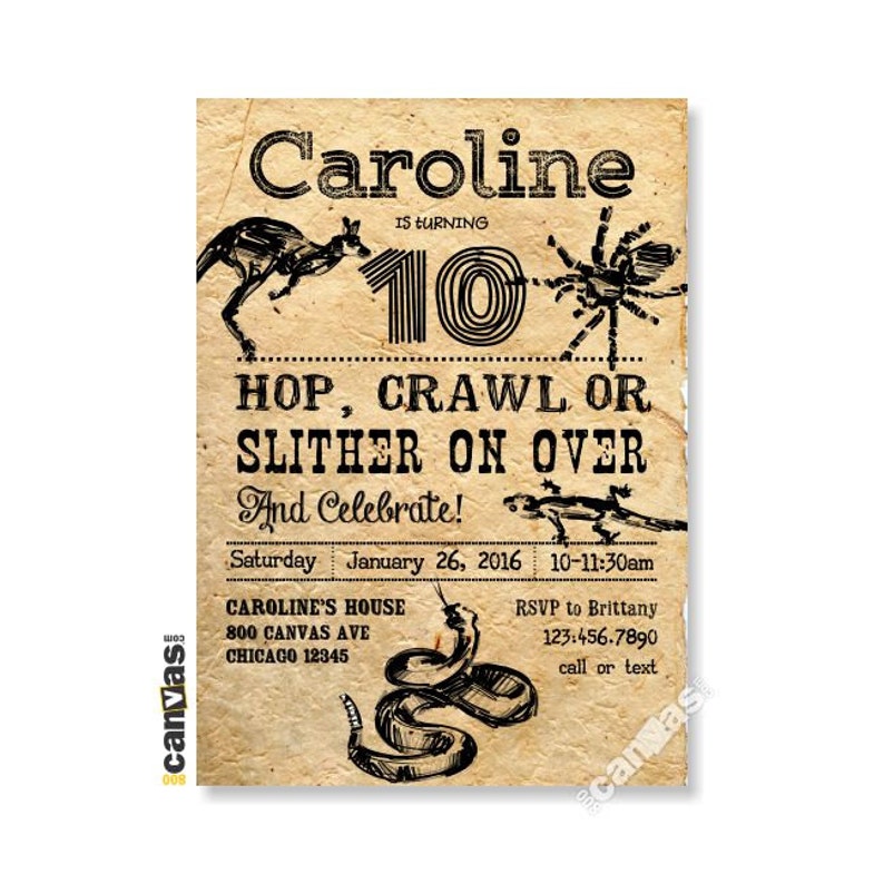 Amphibians Birthday Invitation Reptile Kids Party Invite Etsy