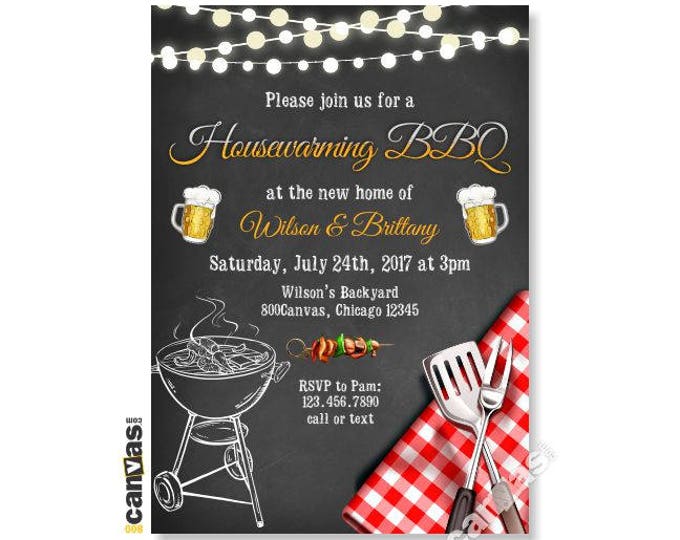 Housewarming Invitation, Housewarming BBQ Invitation, Chalkboard