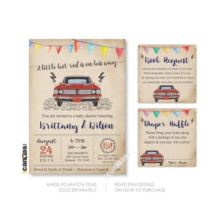 Hot Rod Shower, Little Hot Rod Baby Shower Invitation, Car Shower, Classic Car Invite, Retro Invite, Muscle Car Shower, Vintage Car 377R