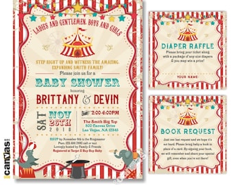 Circus Baby Shower Invitation. Carnival Baby Shower Invitation. Baby Shower Themes Gender Neutral. Vintage Circus Tent. Expanding Woman 132A