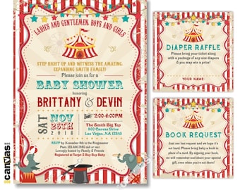 Circus Baby Shower Invitation. Carnival Baby Shower Invitation. Baby Shower Themes Gender Neutral. Vintage Circus Tent. Expanding Woman 132A