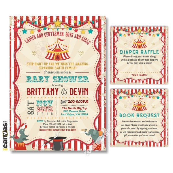 Circus Baby Shower Invitation. Carnival Baby Shower Invitation. Baby Shower Themes Gender Neutral. Vintage Circus Tent. Expanding Woman 132A