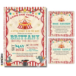 Festa a tema circense, Vintage Circus Baby Shower Invito Girl Boy, Invito di Carnevale, Tenda Rossa Tenda Teal, Digitale, Stampabile / Stampato 141