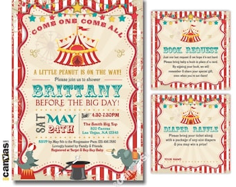 Fiesta temática de circo, Vintage Circus Baby Shower Invitation Girl Boy, Invitación de carnaval, Red Circus Tent Teal, Digital, Imprimible / Impreso 141