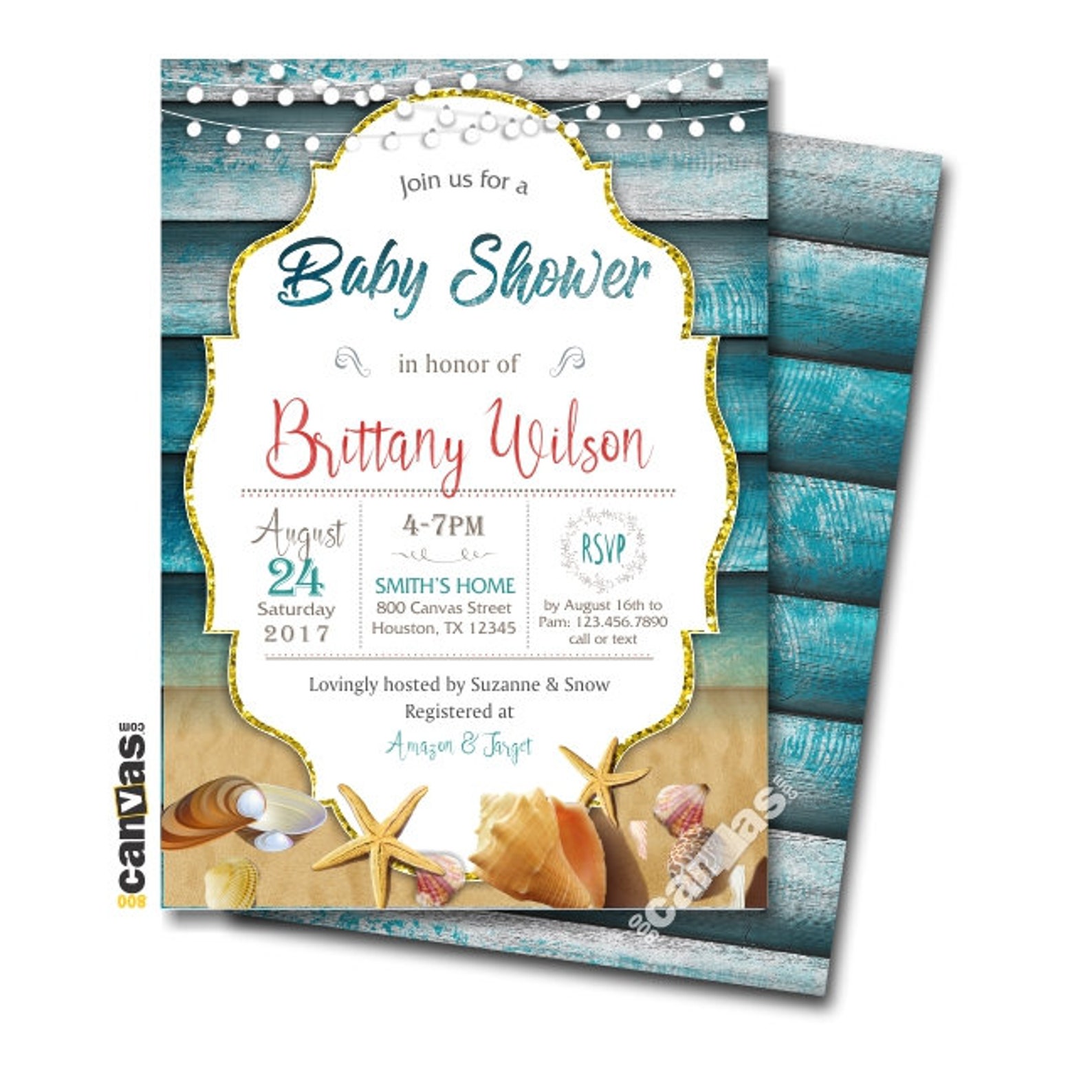 Beach Baby Shower Invitation Summer Invites Beach Side Etsy
