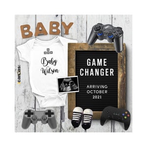 Editable Video Game Funny Pregnancy Reveal, Baby Announcement, Gamer Dad Husband Social Media Template. New Player Digital Announce Idea 55