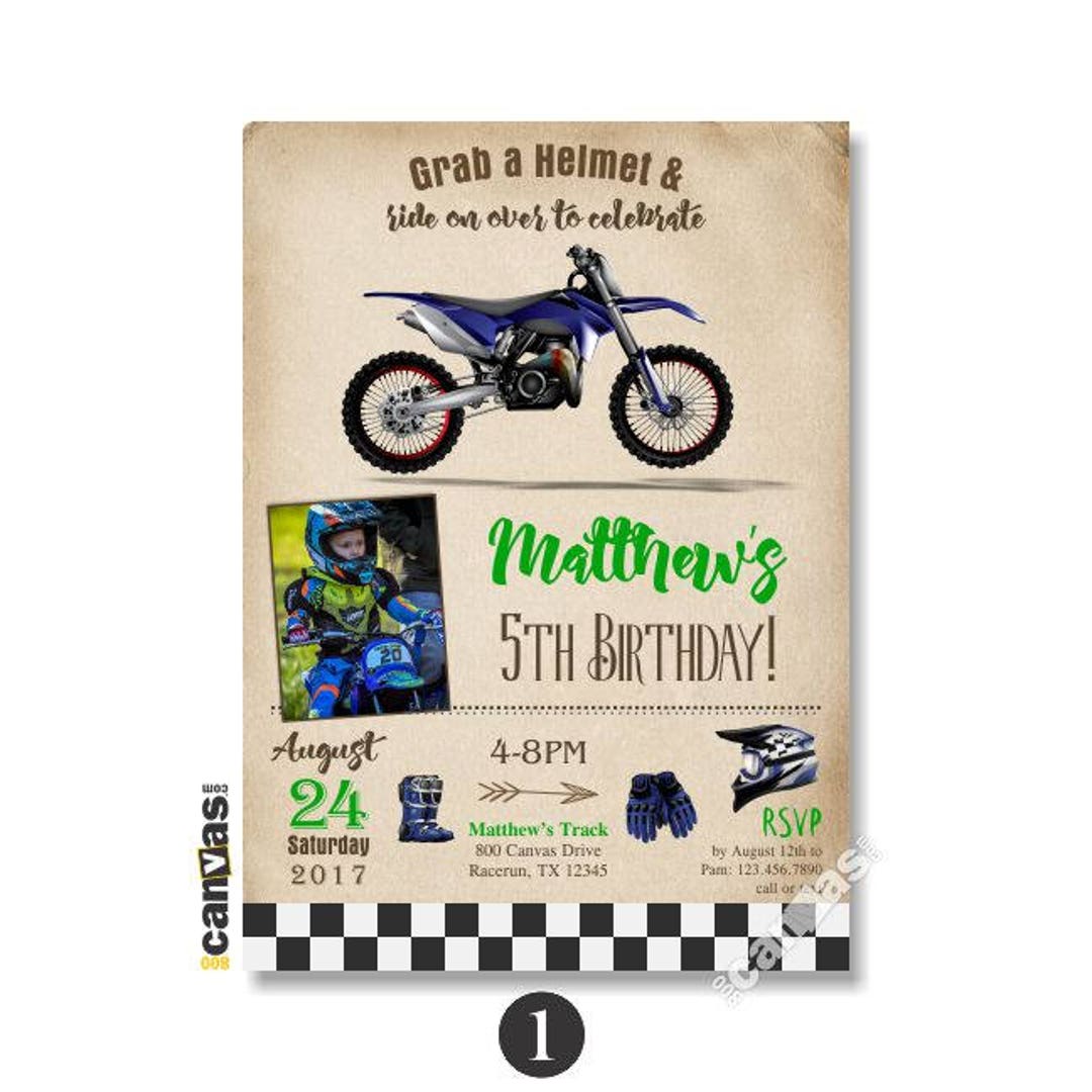 Motorrad Einladung Dirt Bike Einladung Biker Geburtstag Etsy.de