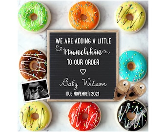 Adding a Little Munchkin Donut Pregnancy Announcement | Sweeter Digital Reveal | Editable  JetTemplate | Doughnut Social Media Post | 42