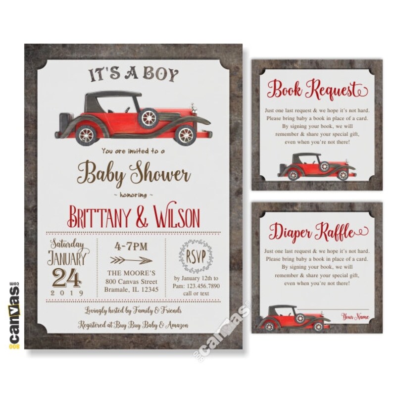 car baby shower invitations