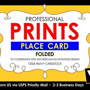 マッチするビュッフェフードテントカード印刷 - 折り畳み式プレースカード - 空白またはカスタム名 - USPS で発送、追跡番号付き。優先便 2～3 日