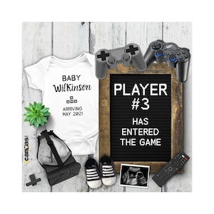 Editable Video Game Funny Pregnancy Reveal, Player # 1 2 3 4 5 Has Entered The Game Baby Announcement, Gamer Template. New Player Digital 56