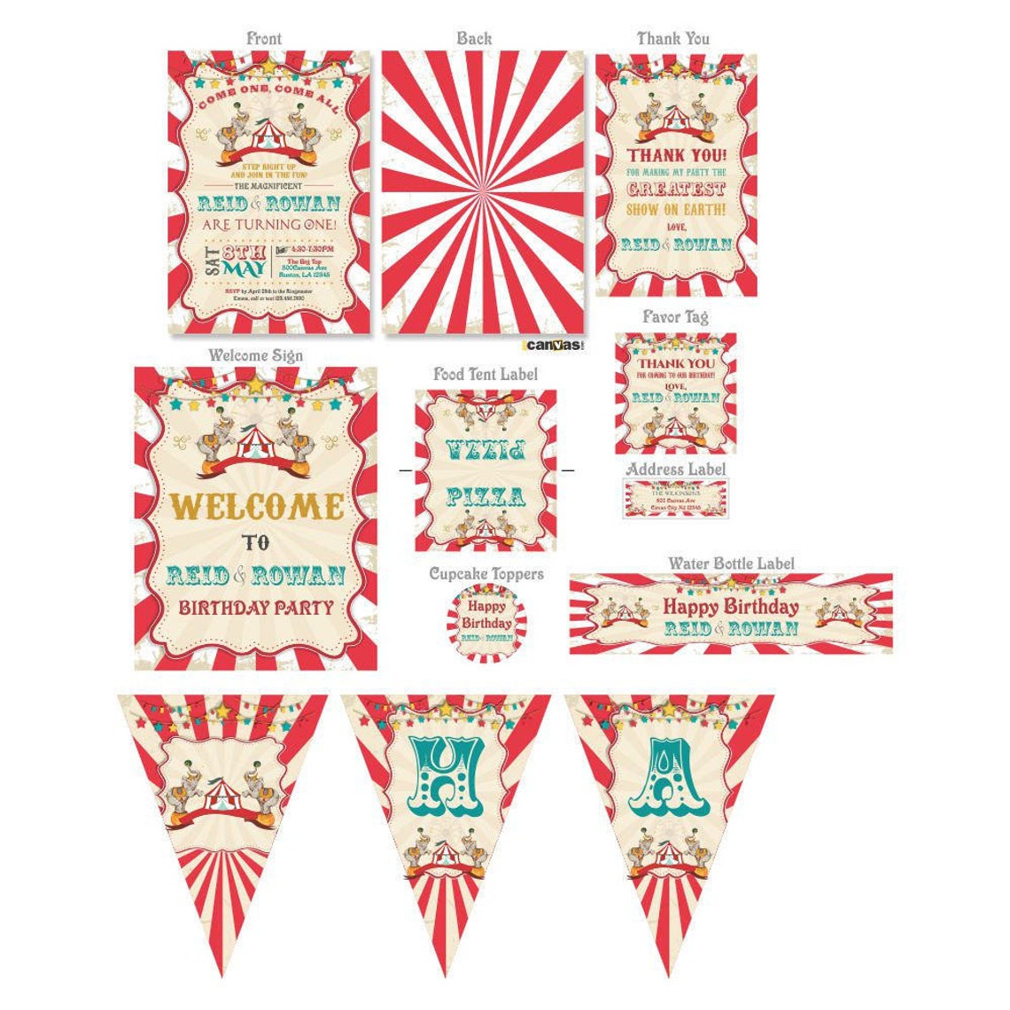 Circus Birthday Invitation Circus Themed Party Vintage Etsy