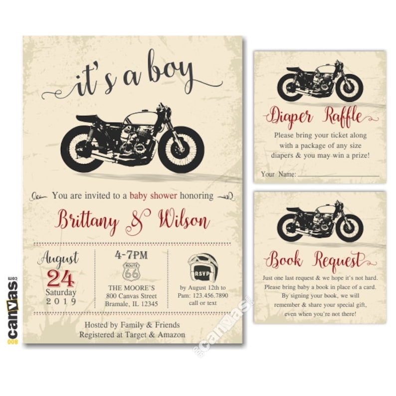 Baby Shower Invitation Boy Rustic Motorcycle Baby Shower Etsy