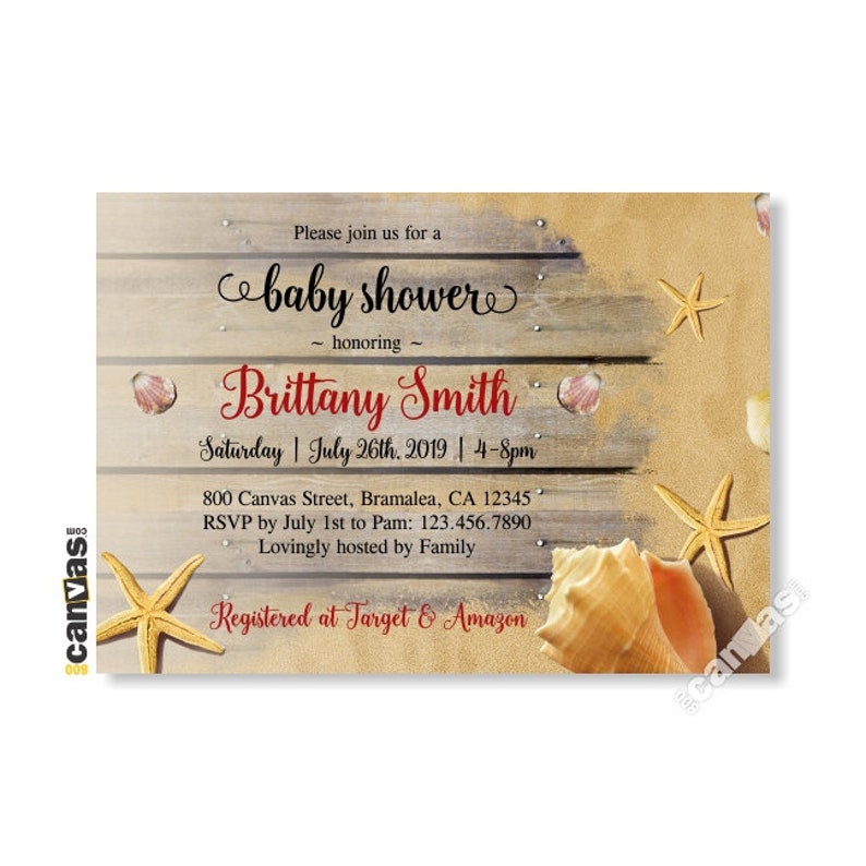 Beach Baby Shower Invitation Gender Neutral Shells Baby Etsy
