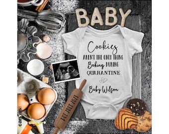 Baking Pregnancy Announcement, Cooking Theme, EDITABLE Template, Gender Neutral, Cookies Ain't Only Thing Baking In Oven, Buns, Digital  65