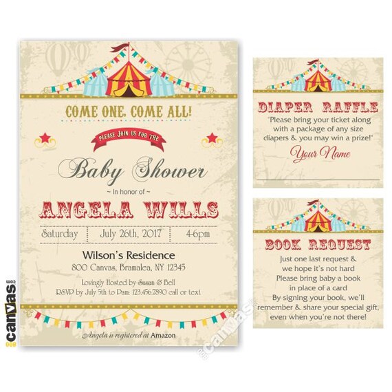 carnival baby shower invitations