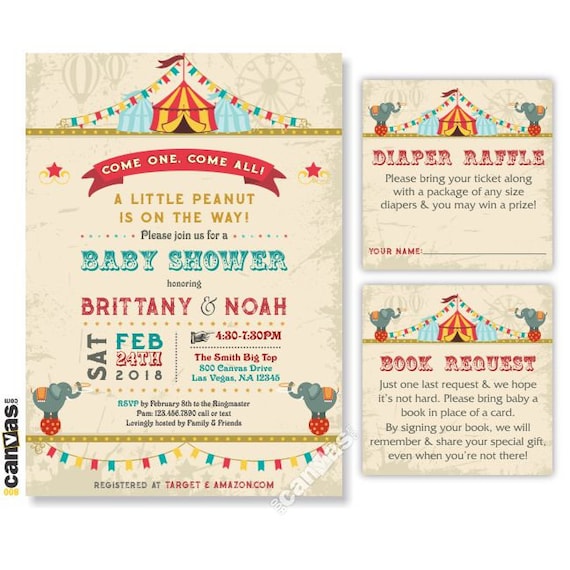 carnival themed baby shower invitations