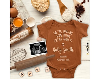 Baking Pregnancy Announcement, Bun in the Oven, Baking Themed, Holiday Food Fall Baby Reveal, EDITABLE Template, Neutral, Cookie Digital 106