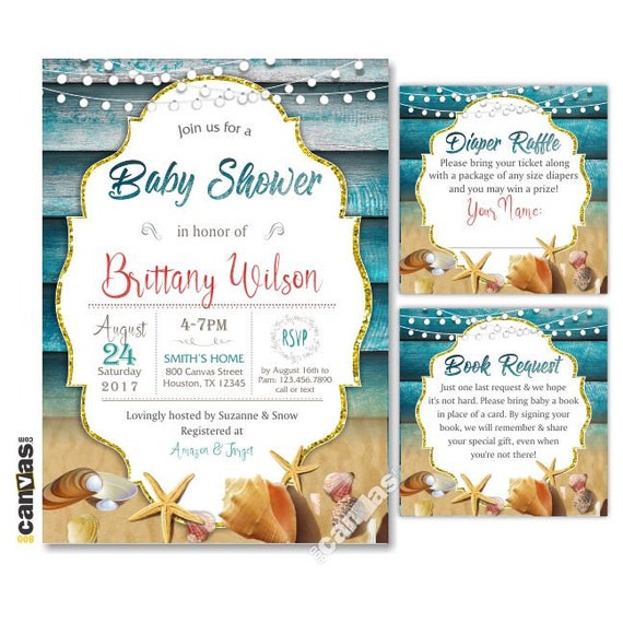 Beach Baby Shower Invitation Summer Invites Beach Side Etsy