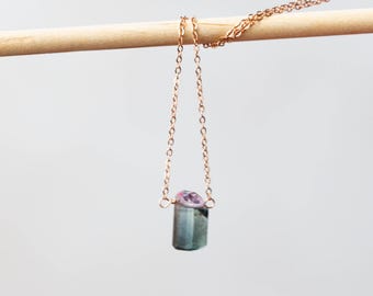 Bicolor Tourmaline Crystal Necklace - New Options!