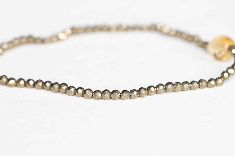 Dainty Pyrite Stretch Bracelet with Citrine, Delicate Beaded Multi Gemstone Jewelry image 5