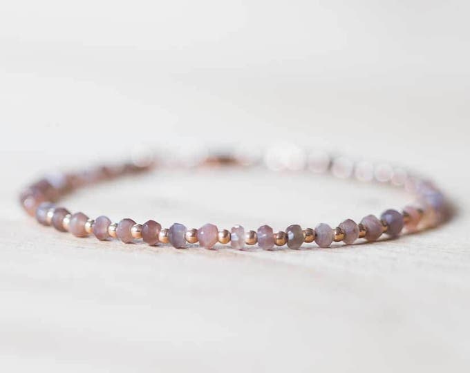 Chocolate Moonstone Bracelet With Rose Gold Fill or Sterling Silver ...