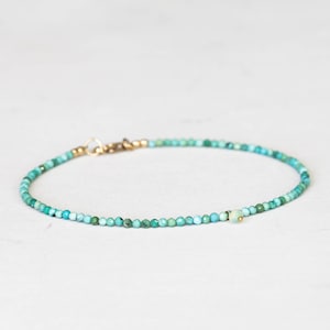 Dainty Turquoise Anklet with Opal Accent, Natural Genuine Gemstone Jewelry