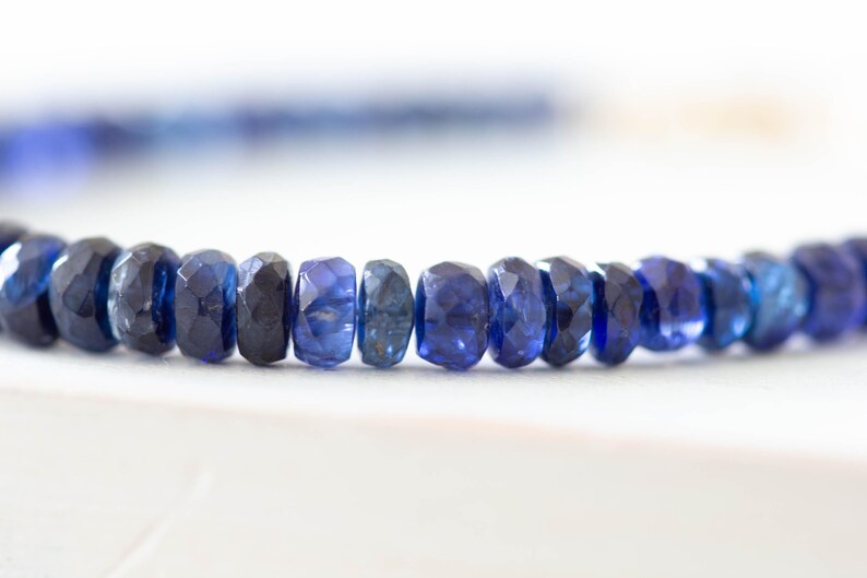 Blue Kyanite Bracelet, Genuine Gemstone Jewelry with Rose Gold Fill or Sterling Silver image 2