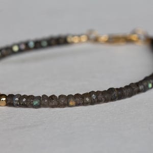 Opal, Pyrite & Labradorite Bracelet, Delicate Gemstone Beaded Bracelet, Labradorite Jewelry, Beaded Pyrite Bracelet, Multi Gemstone Stacking image 6