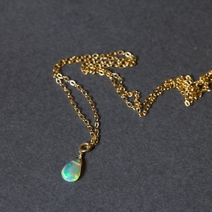 Tiny Opal Pendant on Rose Gold Filled, Oxidized Sterling or Sterling Silver Chain, Delicate Welo Opal Necklace, Genuine Opal Layering image 4