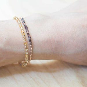 Citrine Bracelet with Rose Gold Fill or Sterling Silver, Delicate Gemstone Beaded Stacking Bracelet, Citrine Jewelry, November Birthstone image 5
