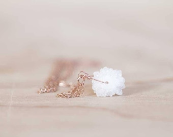 Selenite Pendant Necklace: Sterling Silver, Yellow or Rose Gold Filled Chain