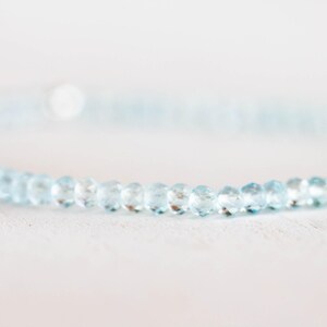 Sky Blue Topaz Stretch Bracelet, Beaded Dainty Blue Gemstone Elastic Jewelry image 3