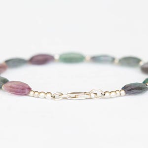 Fluorite Oval Beaded Bracelet with Rose Gold Filled or Sterling Silver image 5