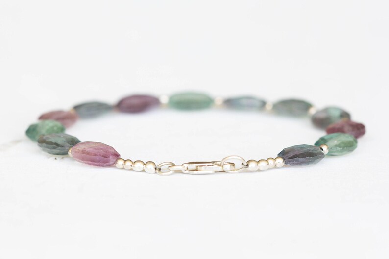 Fluorite Oval Beaded Bracelet with Rose Gold Filled or Sterling Silver image 5