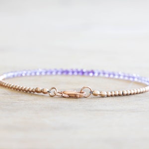 Delicate Amethyst Bracelet with Rose Gold Fill or Sterling Silver, February Birthstone Beaded Jewelry image 5